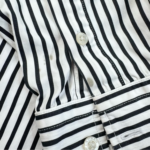 Lauren Ralph Lauren Black White Striped Button Up Shirt with Monogram. 1X - Picture 8 of 14